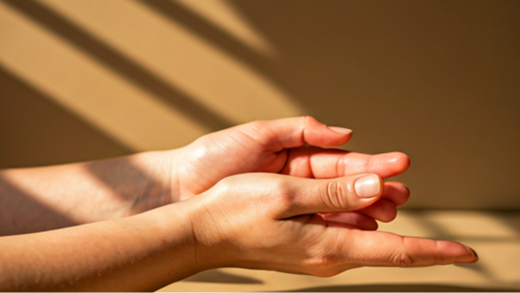 Signature manicure - hands in warm sunlight